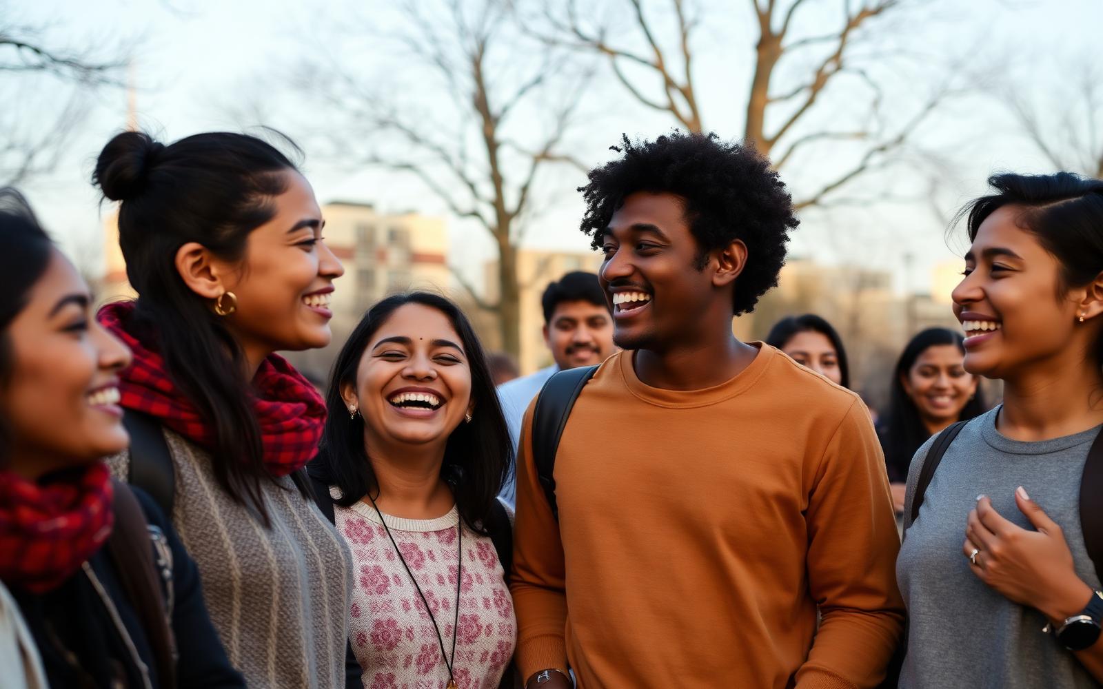 Young Nepali community members gathered in a New York park
